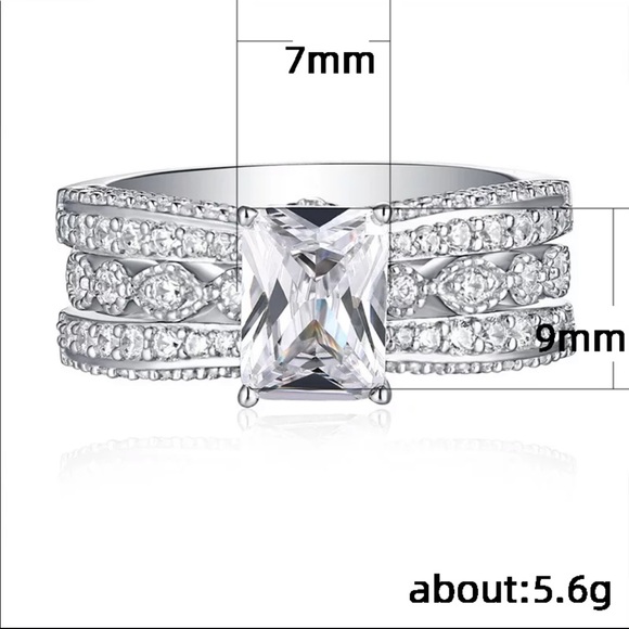 New Women’s 925 Silver 2 pc set Diamond Ring - Picture 4 of 5
